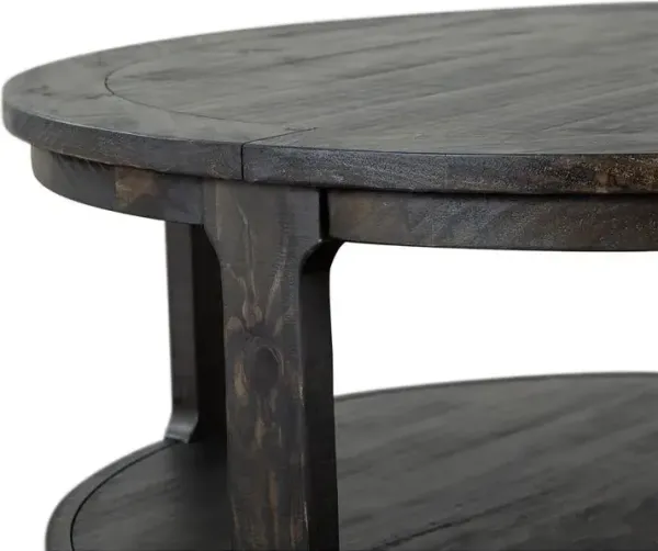Magnussen Wood Round Cocktail Table with Casters Boswell