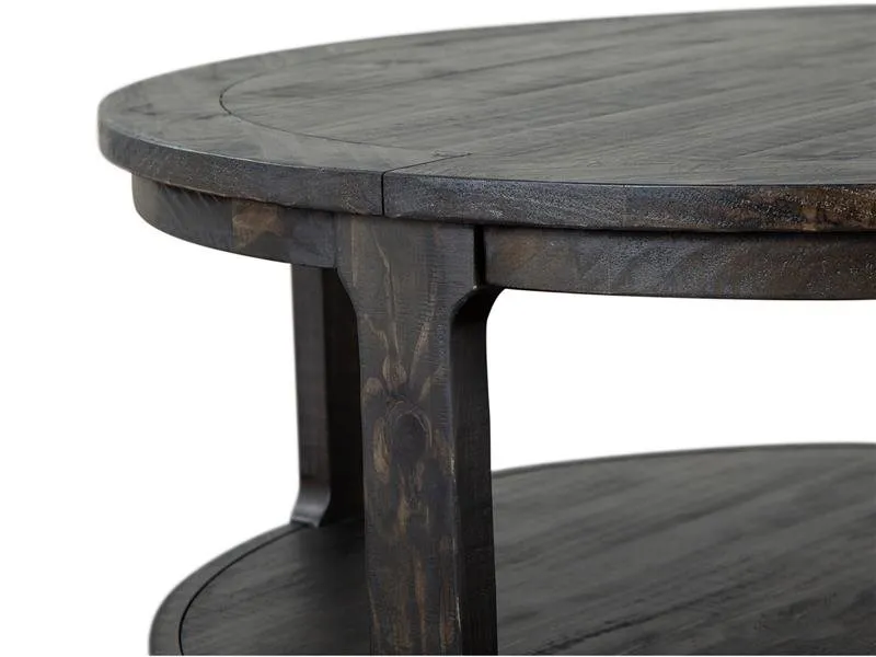 WOOD ROUND COCKTAIL TABLE WITH CASTERS - BOSWELL