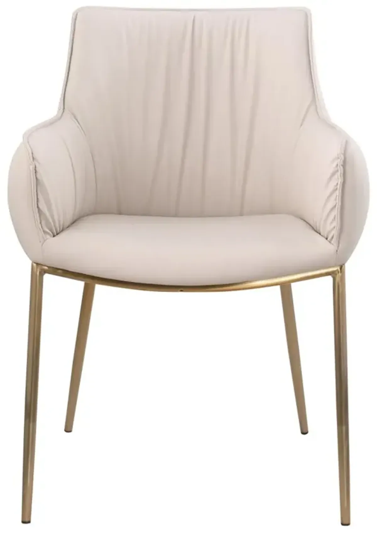 Chintaly Tracy Taupe Club Style Arm Chair with Golden Legs