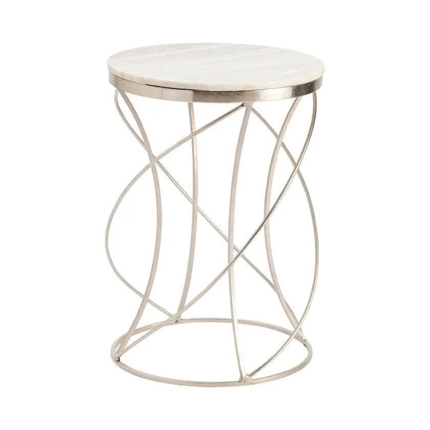 CHANEY WHITE & SILVER ACCENT TABLE