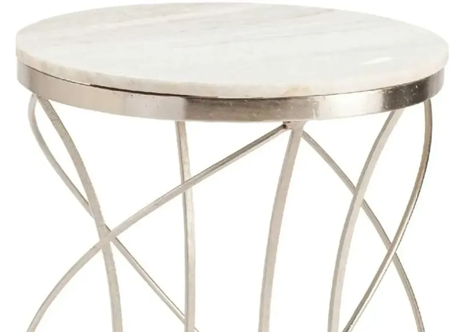 Crestview Chaney White & Silver Accent Table