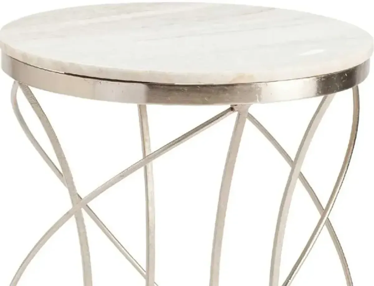 Crestview Chaney White & Silver Accent Table