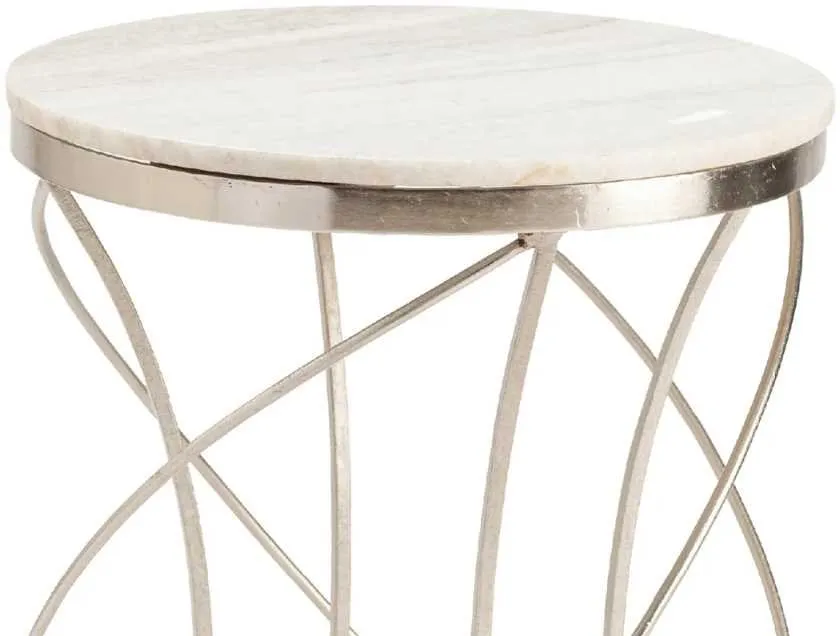 CHANEY WHITE & SILVER ACCENT TABLE