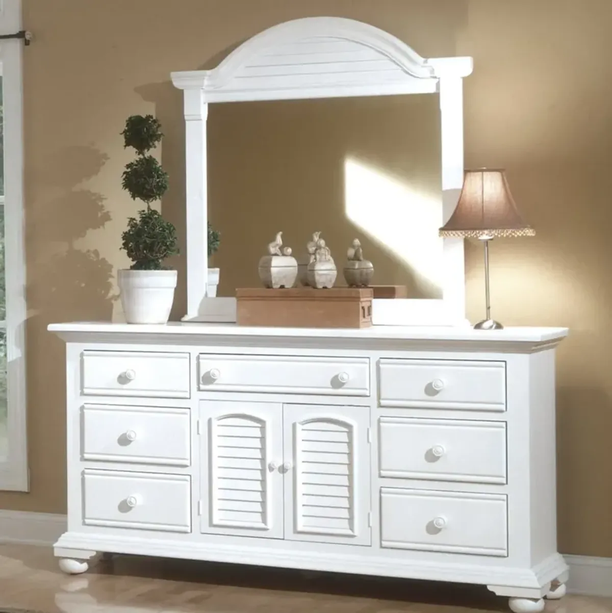 American Woodcrafters Cottage Traditions Clean White Finish White Triple Dresser