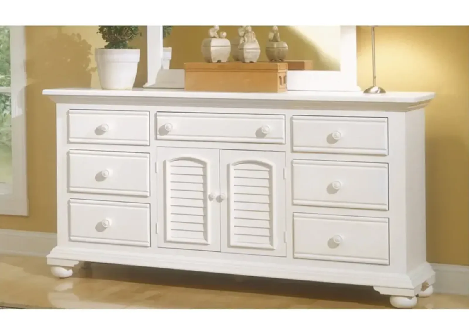 American Woodcrafters Cottage Traditions Clean White Finish White Triple Dresser