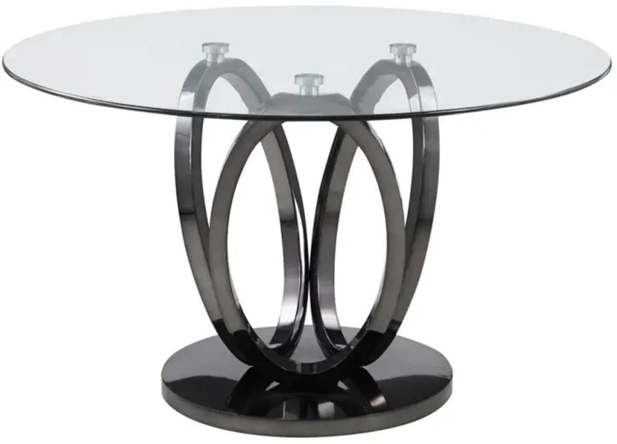 Chintaly Evelyn Grey Contemporary Dining Set with Glass Top Table & Motion-Back Chairs