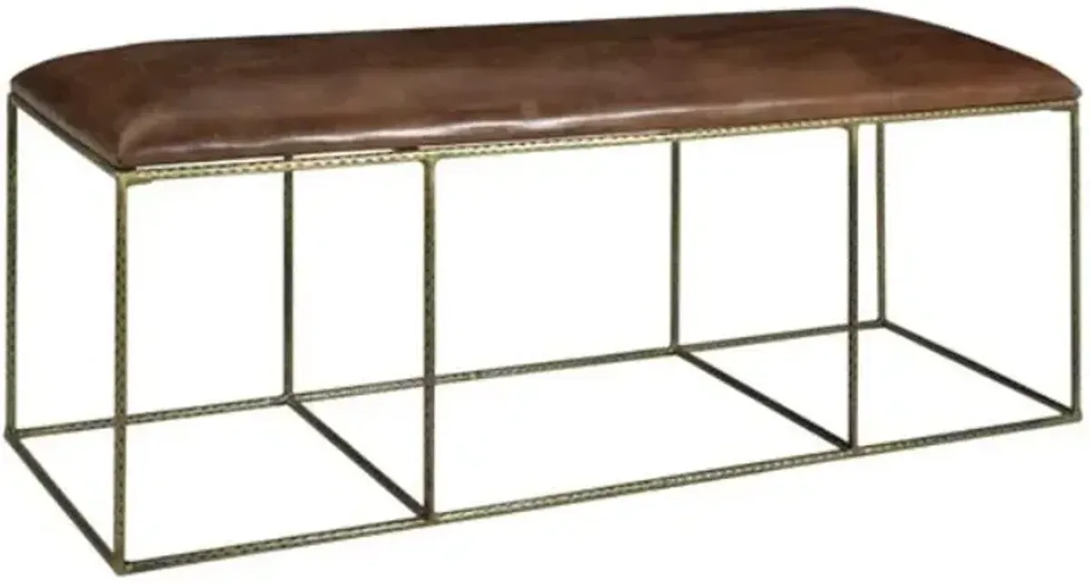 Crestview Bengal Manor Dimpled Iron & Leather Bench