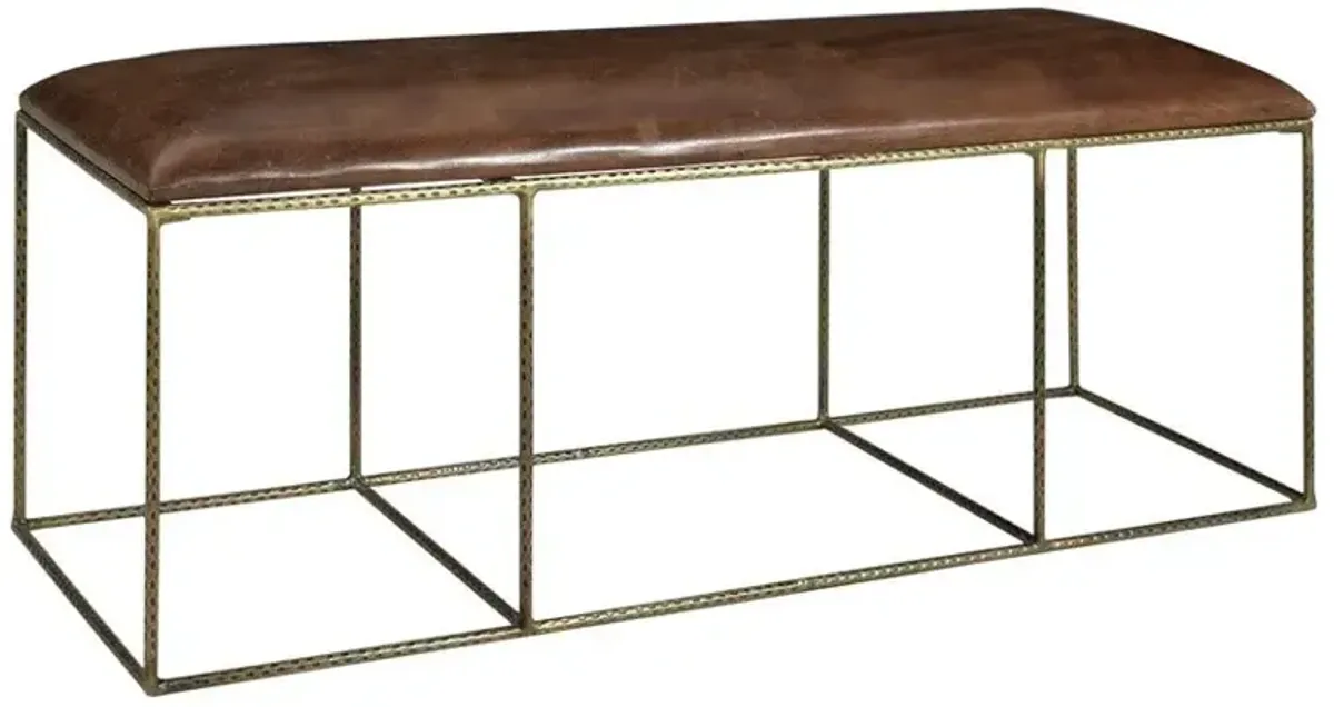 Crestview Bengal Manor Dimpled Iron & Leather Bench