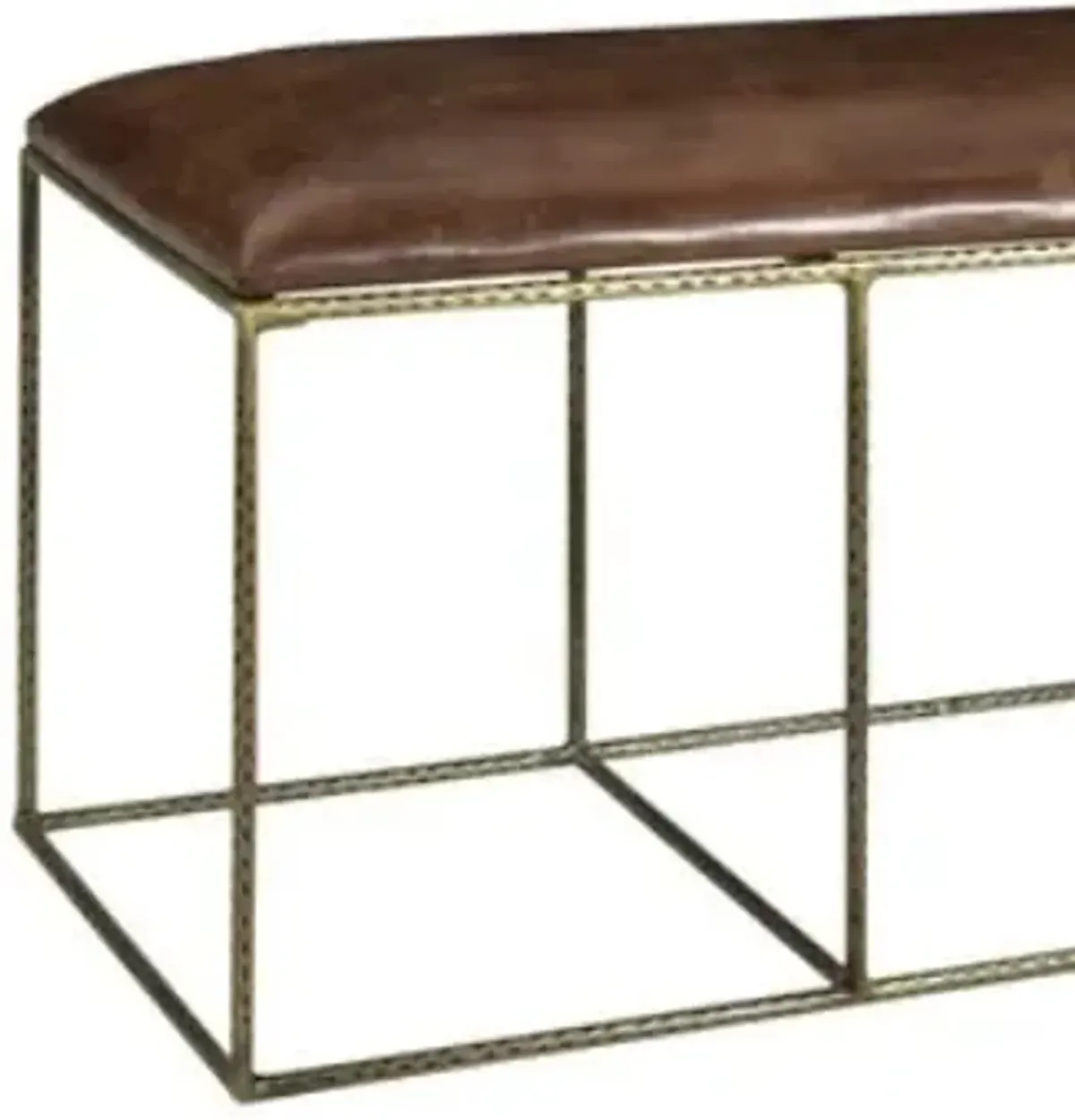 Crestview Bengal Manor Dimpled Iron & Leather Bench