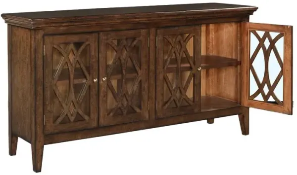 Noble Furniture Harris Console Sideboard Cabinet with 4-Doors & 2 Interior Shelves