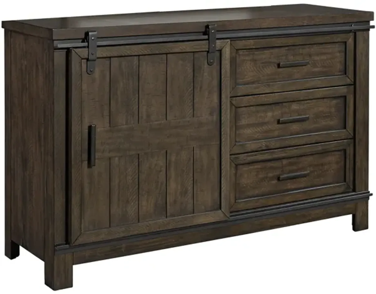 Liberty Furniture Thornwood Hills Rock Beaten Gray Barn Door Dresser