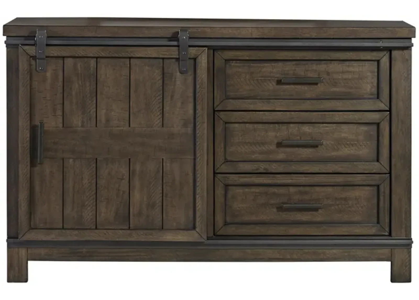 Liberty Furniture Thornwood Hills Rock Beaten Gray Barn Door Dresser