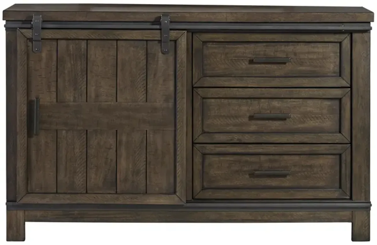 Liberty Furniture Thornwood Hills Rock Beaten Gray Barn Door Dresser