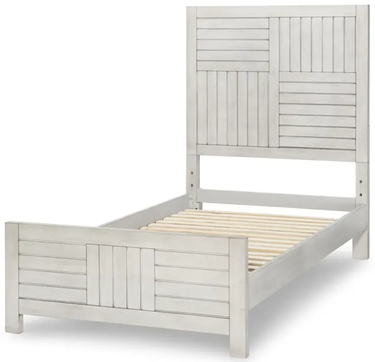 Legacy Classic Summer Camp Gray Complete Panel Bed Twin White Finish