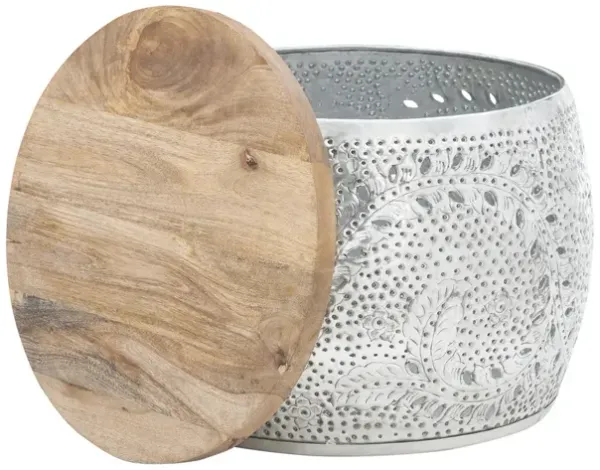 KYOMI DRUM TABLE SMALL - SILVER