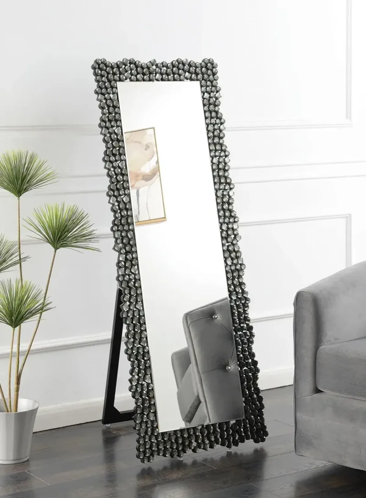 Coaster Mckay 24 X 63 Inch Acrylic Frame Standing Mirror Smokey Grey