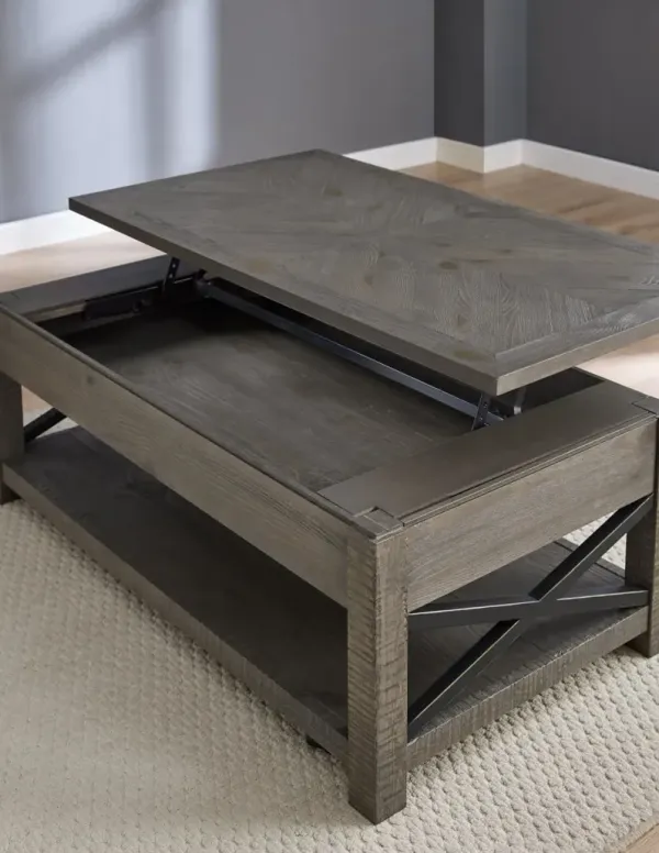 Steve Silver Dexter 3-Piece Lift-Top Cocktail & 2 End Tables Set In Driftwood