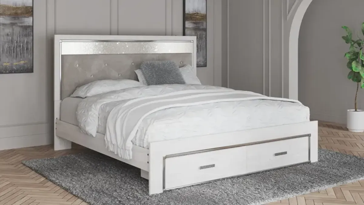 Ashley Altyra White King Upholstered Storage Bed