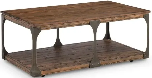 Magnussen Wood Rectangular Cocktail Table with Casters Montgomery