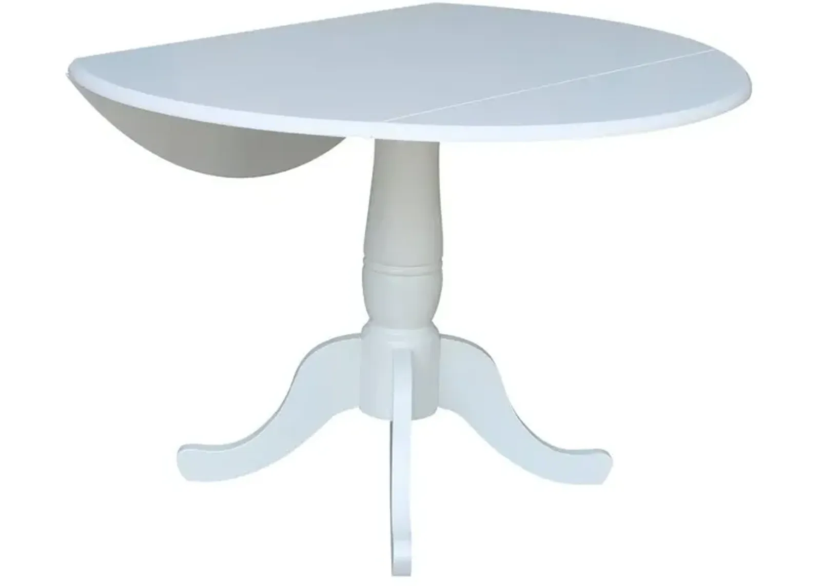 John Thomas Dining Essentials Round Drop Leaf Pedestal Table in Pure White