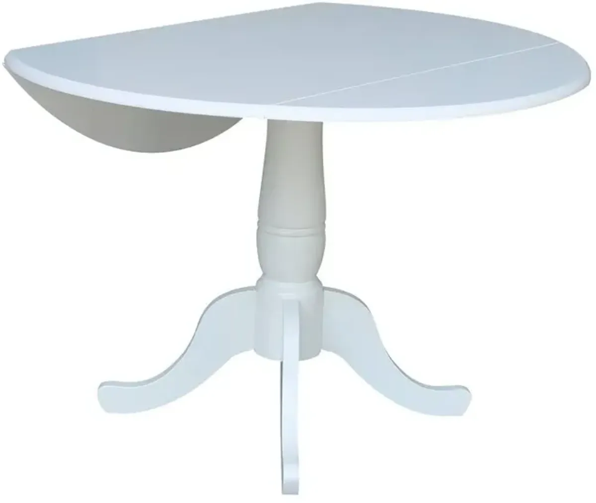 John Thomas Dining Essentials Round Drop Leaf Pedestal Table in Pure White