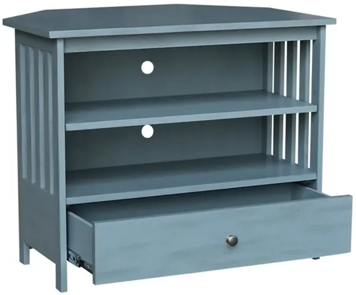 DESTINATIONS MISSION CORNER TV STAND OCEAN BLUE