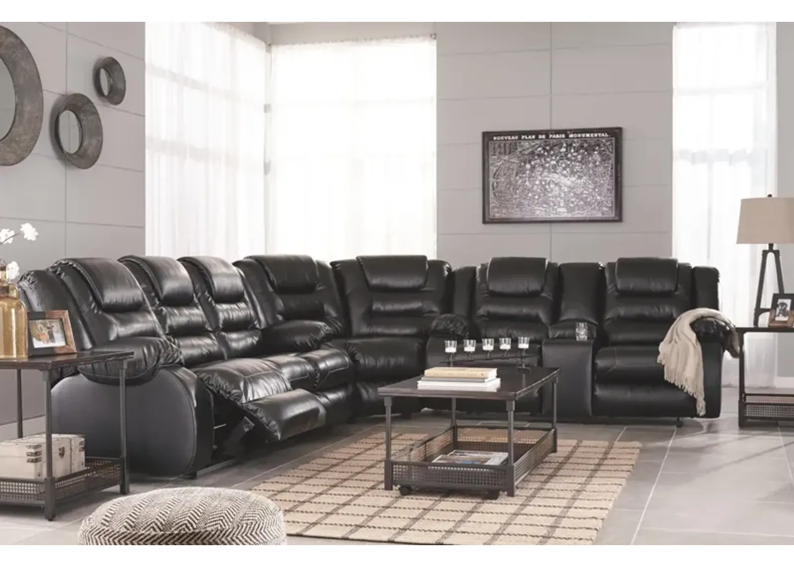 Ashley Vacherie Black Reclining Sofa