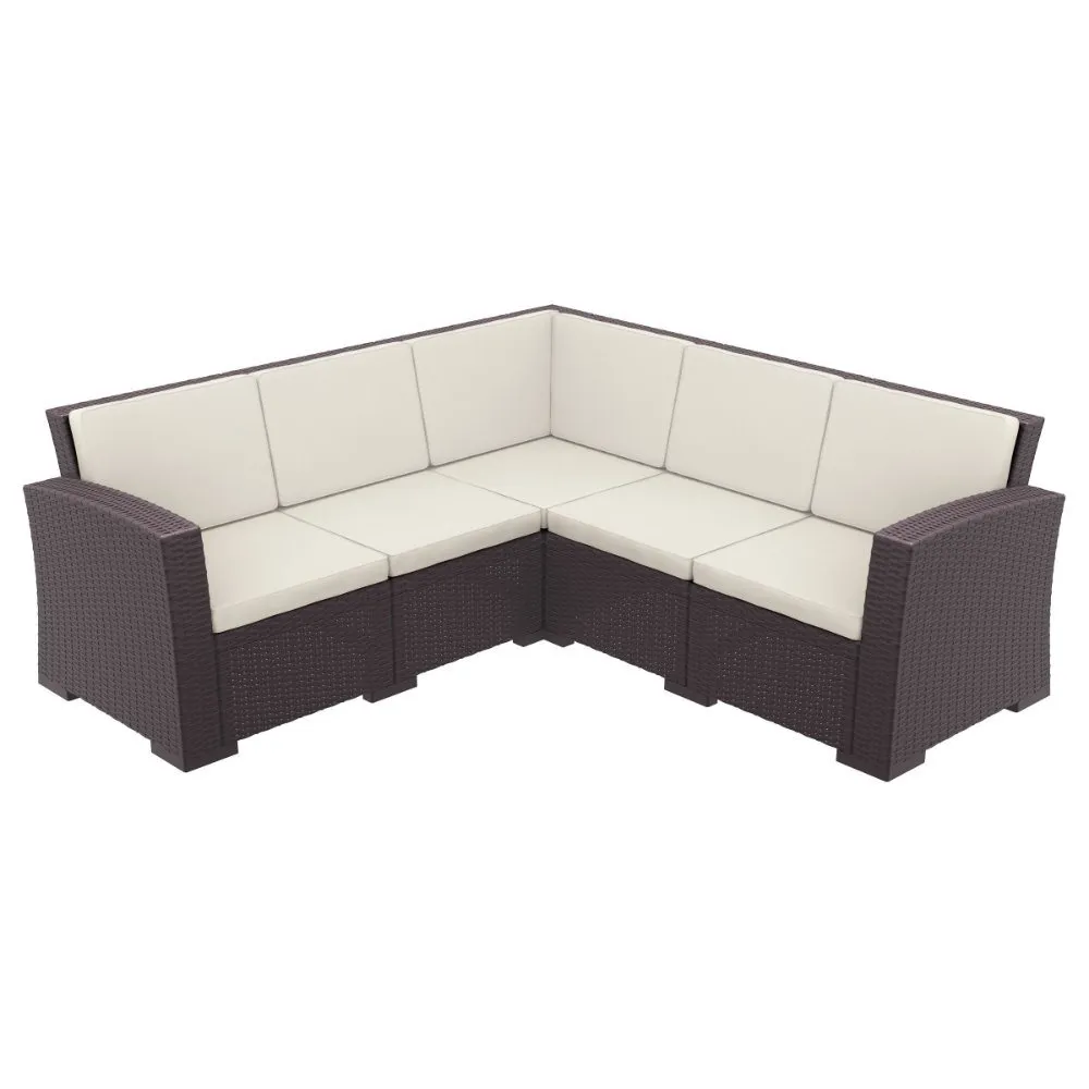 MONACO RESIN PATIO SECTIONAL 5-PC BROWN WITH CUSHION