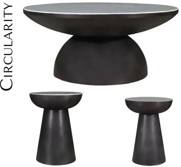 Jofran Circularity Round Cocktail Table Black & Marble
