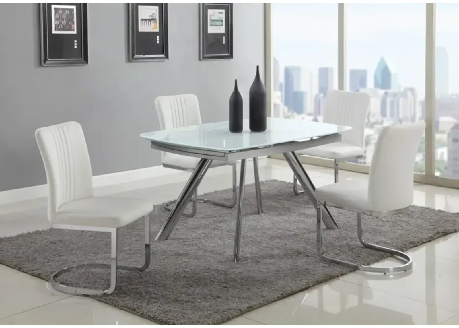 Chintaly Alina Extendable Dining Table with Starphire Glass Top