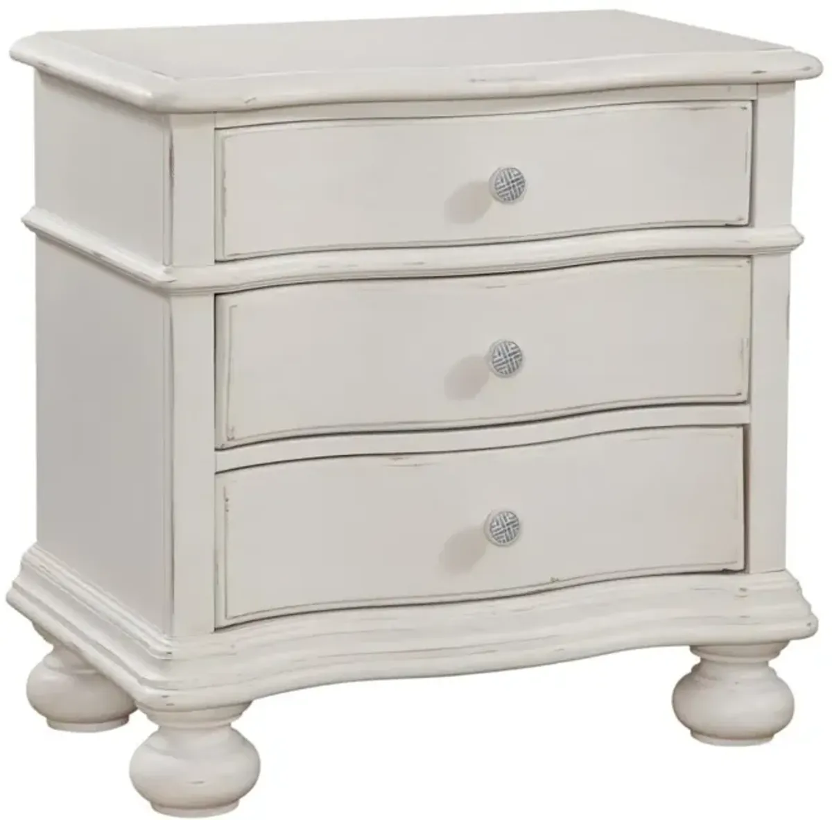 American Woodcrafters Rodanthe 4-Piece Panel Bedroom Set Queen Bed, Dresser, Mirror & 3-Drawer Nightstand in Dove White