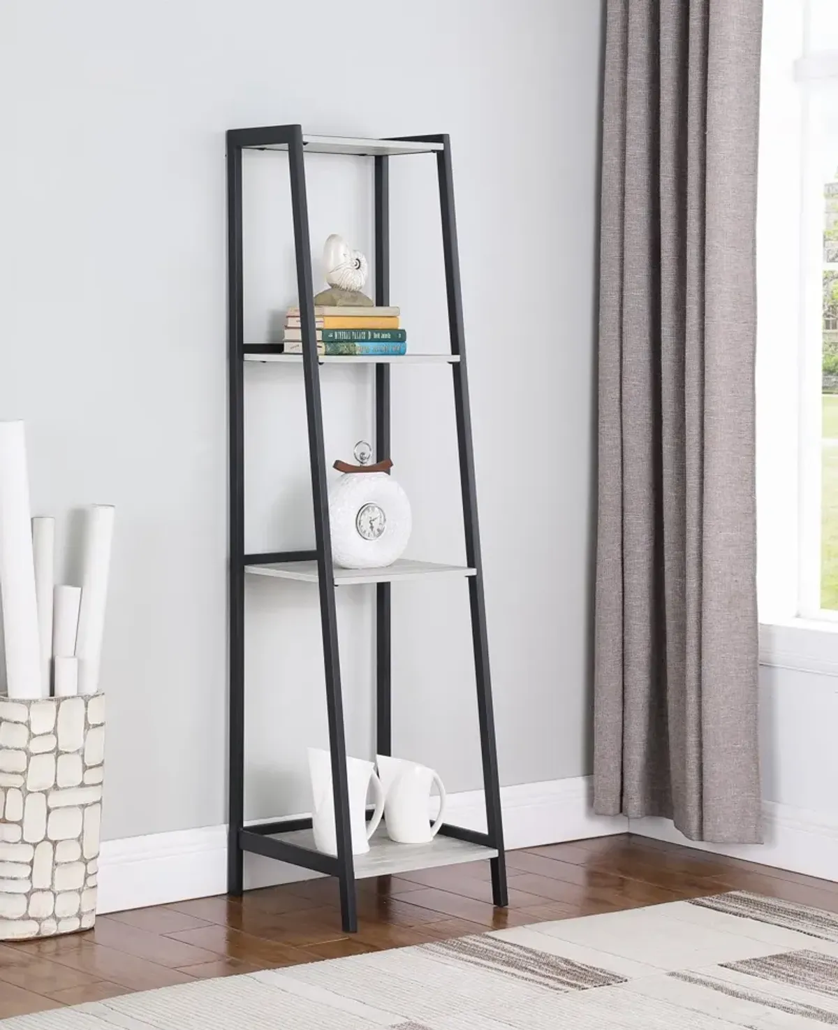 Coaster Pinckard 69 Inch 4-Shelf Bookshelf Grey Stone & Black