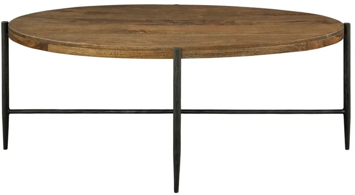 Hekman Oval Coffee Table Rough-Hewn Wood Top Bedford Park