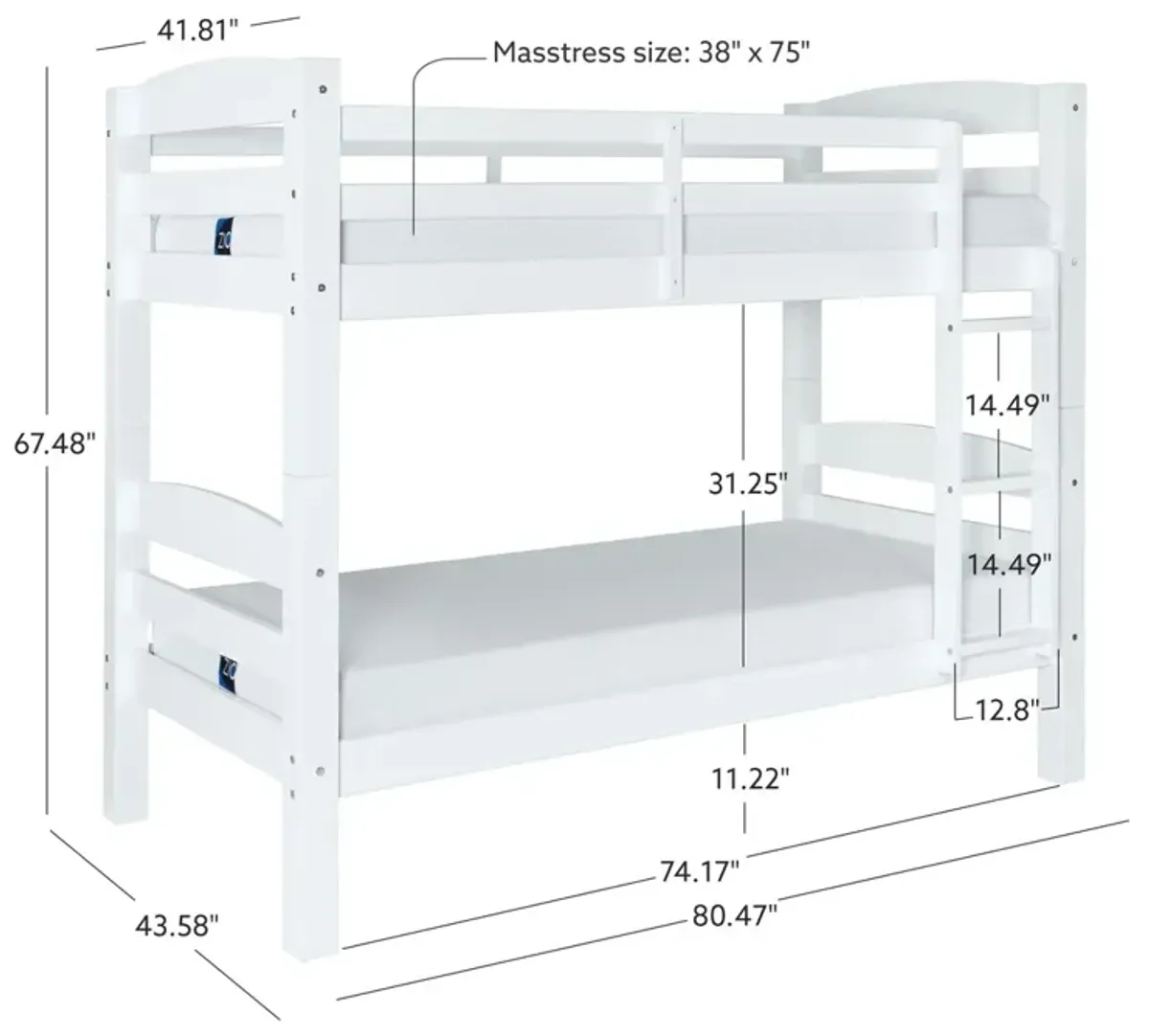 Powell Kids/Teens Levi White Bunk Bed