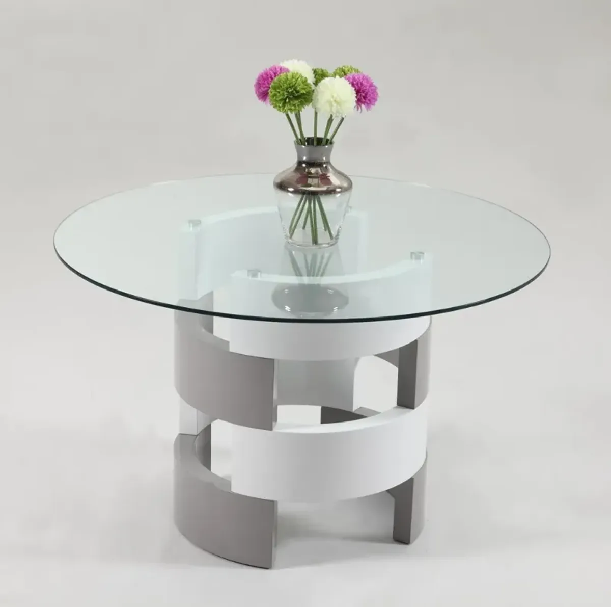 Chintaly Sunny Contemporary Round Glass Top Dining Table