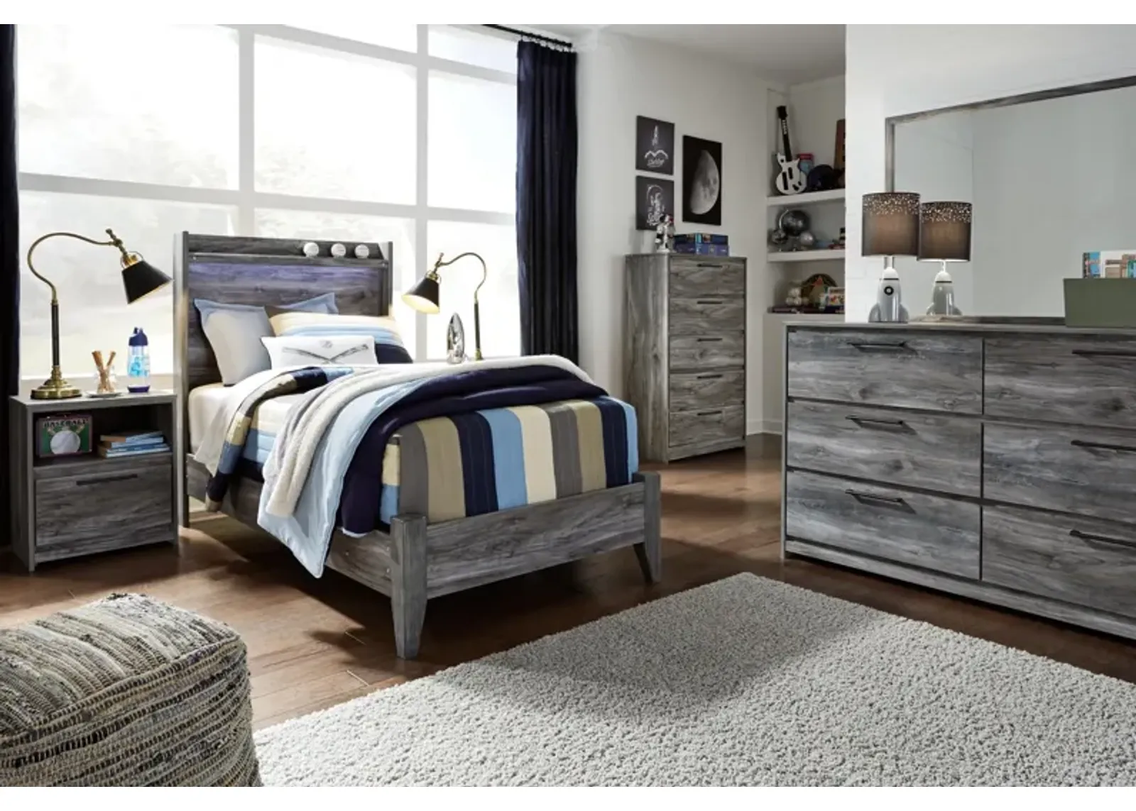 Ashley Baystorm Gray Twin Panel Bed