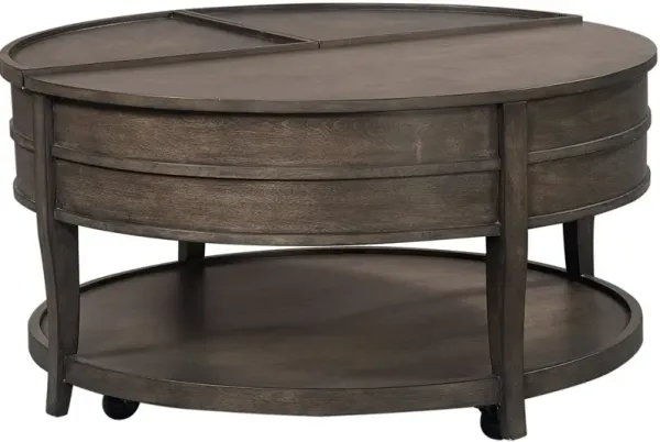 Aspenhome Blakely Sable Brown Lift-Top Round Cocktail Coffee Table