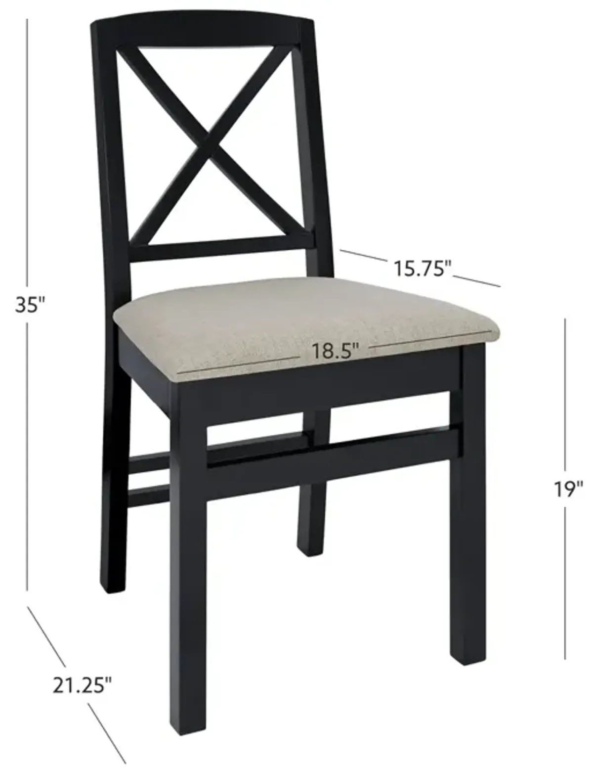 Linon Triena X-Back Dining Chair Black