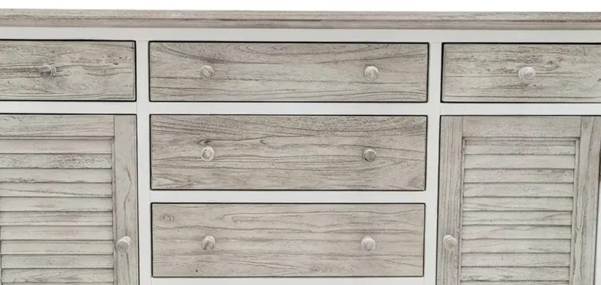 Seawinds Islamorada Clean White & Grey 6-Drawer 2-Door Dresser