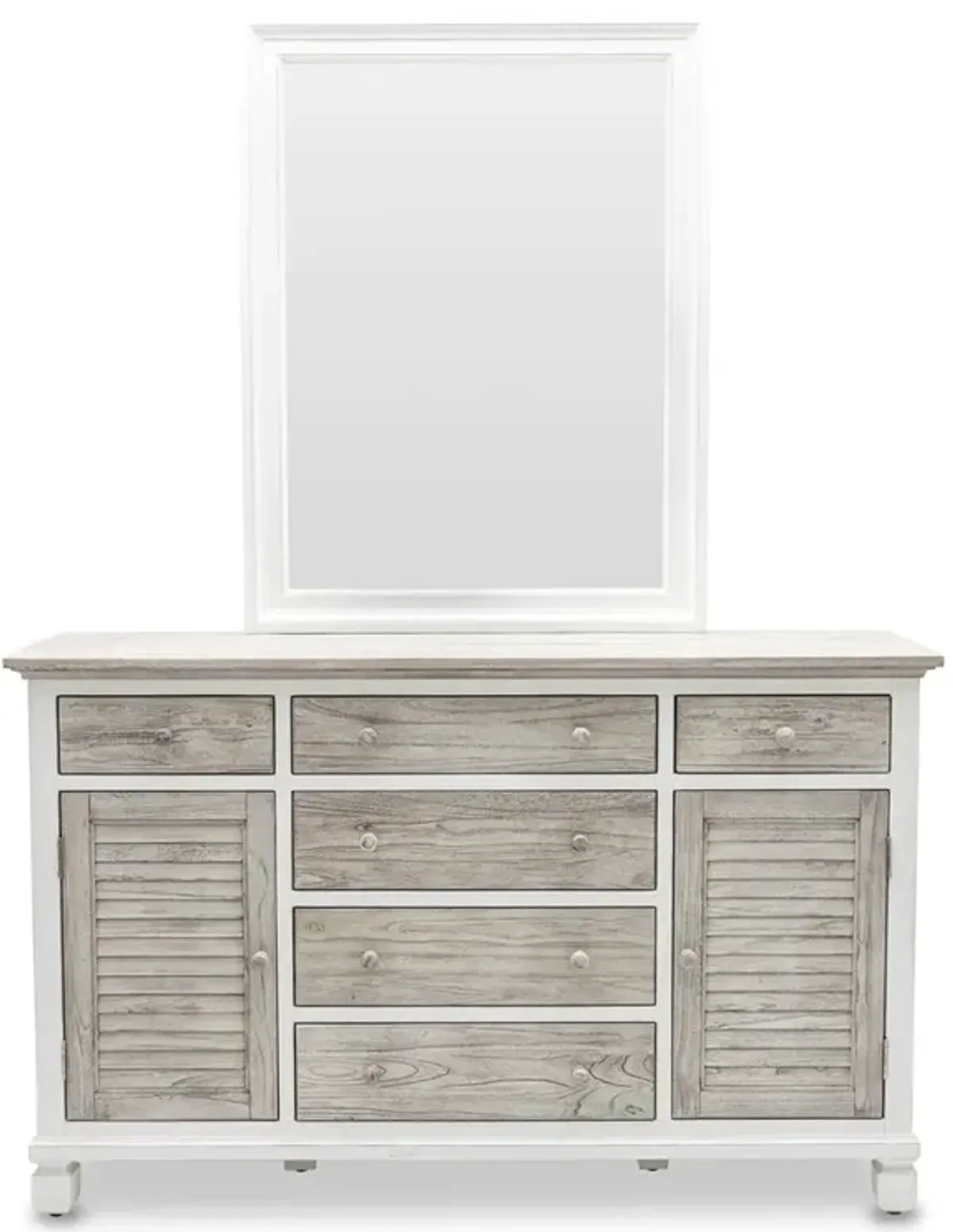 Seawinds Islamorada Clean White & Grey 6-Drawer 2-Door Dresser