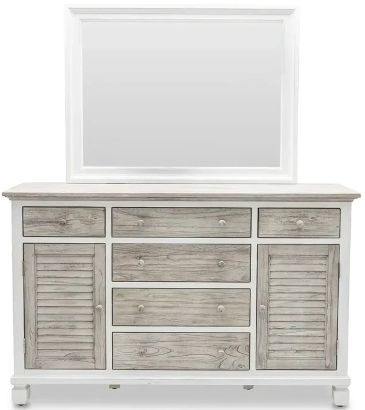 Seawinds Islamorada Clean White & Grey 6-Drawer 2-Door Dresser