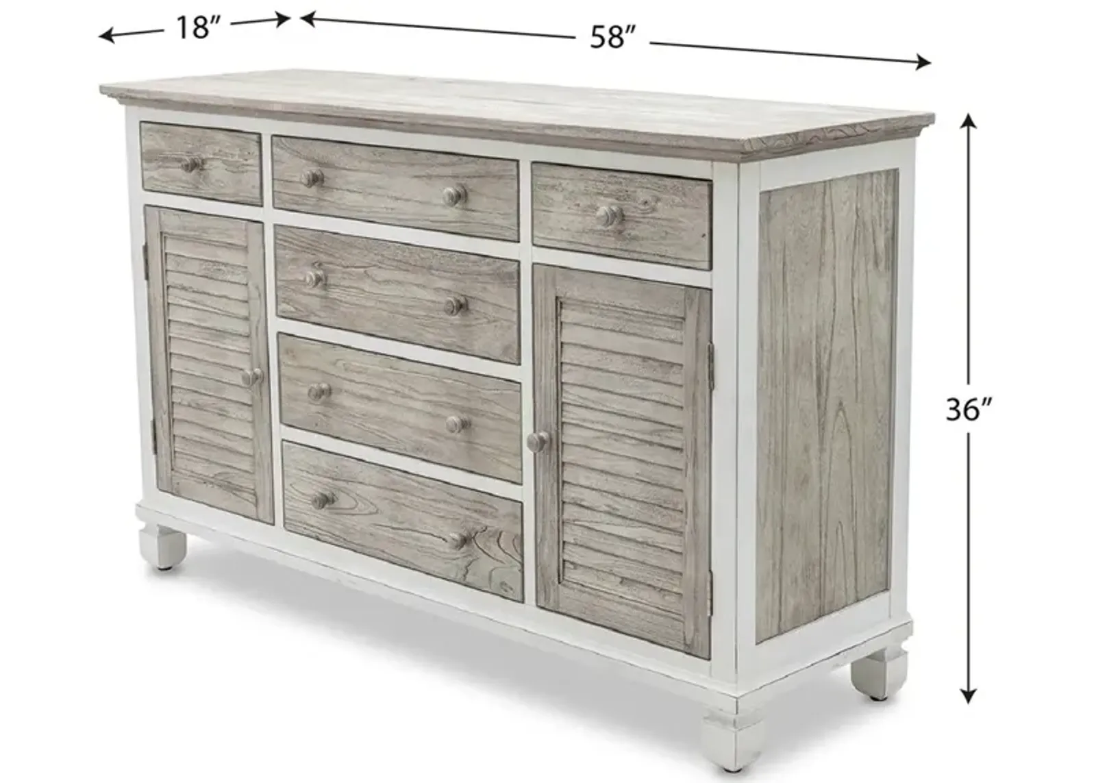 Seawinds Islamorada Clean White & Grey 6-Drawer 2-Door Dresser