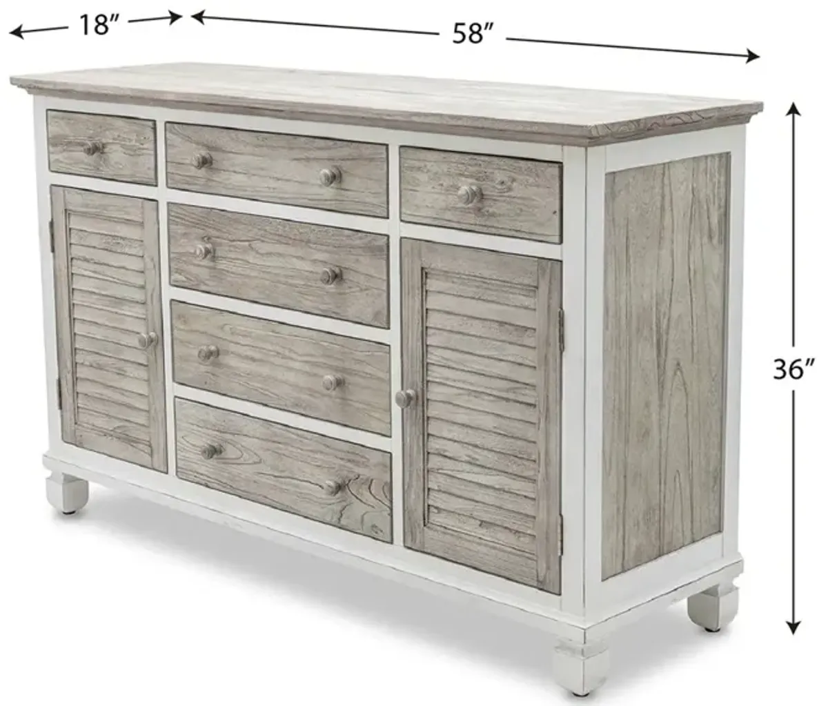 Seawinds Islamorada Clean White & Grey 6-Drawer 2-Door Dresser