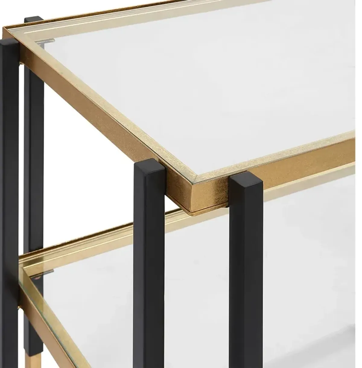 Uttermost Kentmore Two-Toned Matte Black/Brushed Gold Glass Side Table