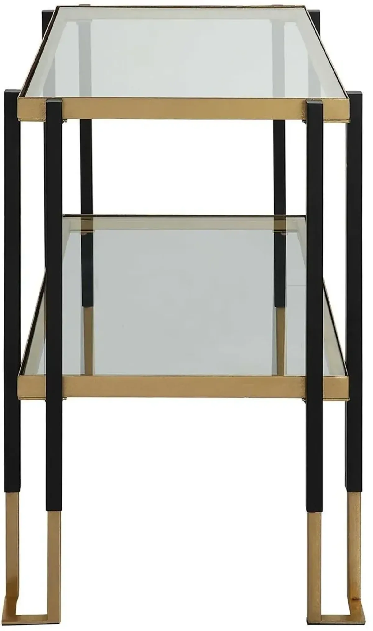 Uttermost Kentmore Two-Toned Matte Black/Brushed Gold Glass Side Table