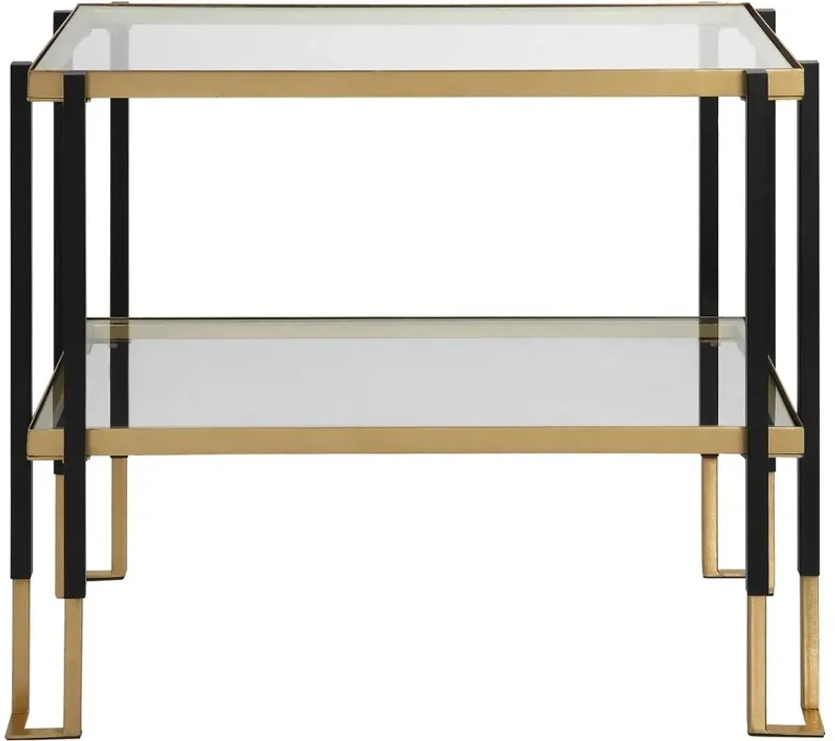 Uttermost Kentmore Two-Toned Matte Black/Brushed Gold Glass Side Table