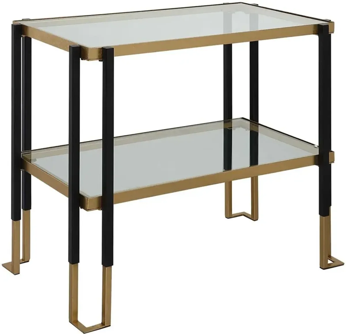 Uttermost Kentmore Two-Toned Matte Black/Brushed Gold Glass Side Table