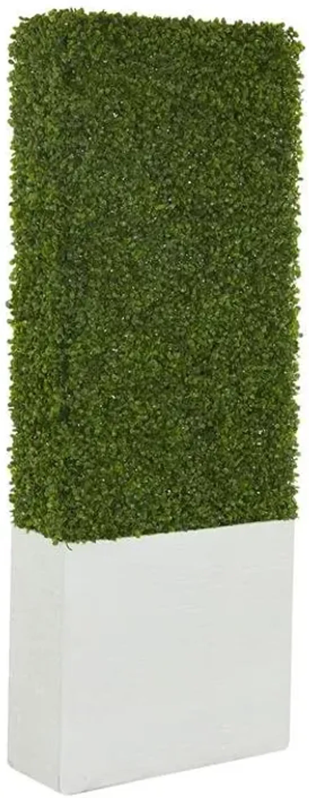 UMA Home Decor Tall Green Faux Boxwood Hedge Topiary with White Fiberglass Planter