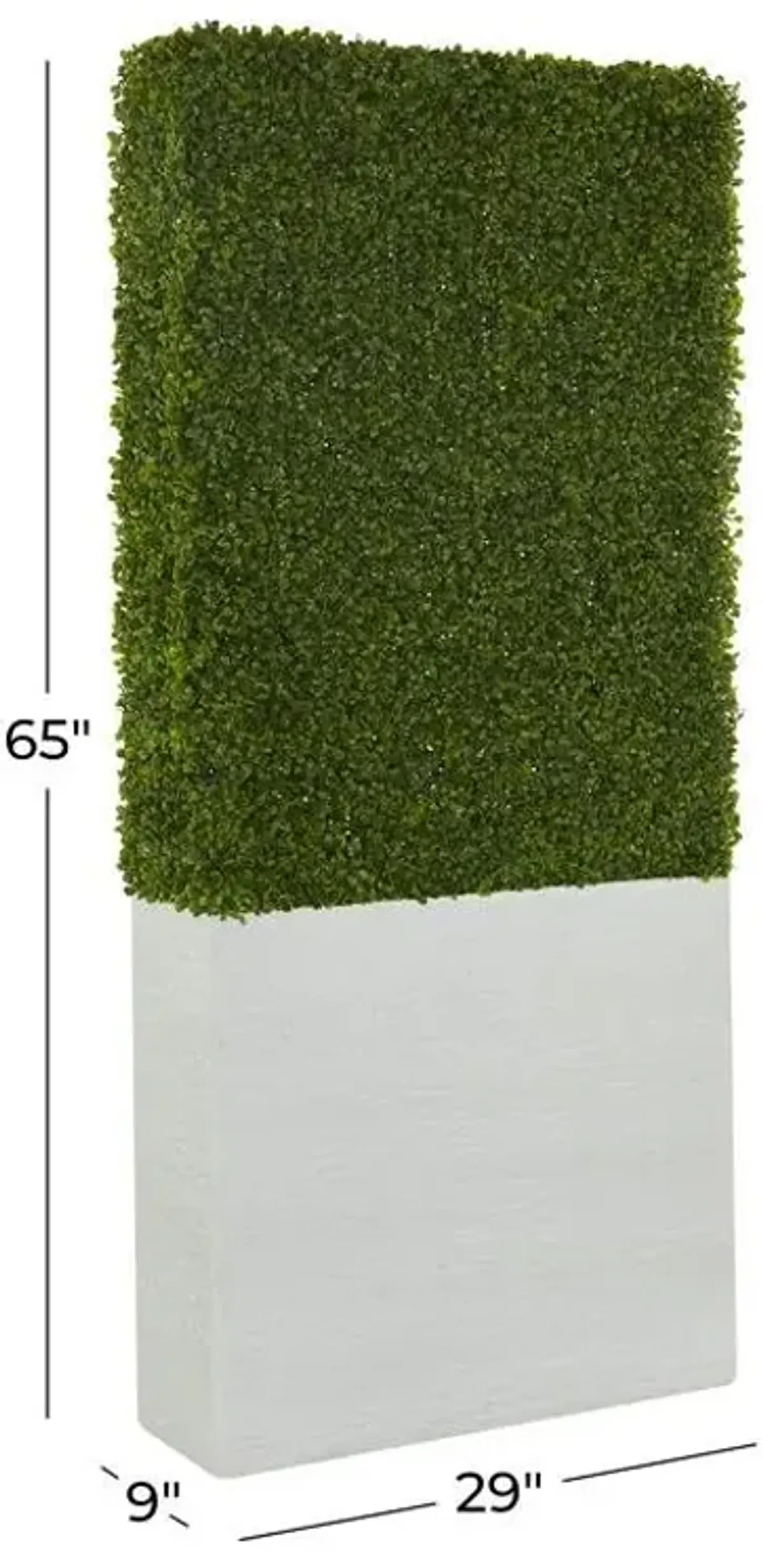 UMA Home Decor Tall Green Faux Boxwood Hedge Topiary with White Fiberglass Planter