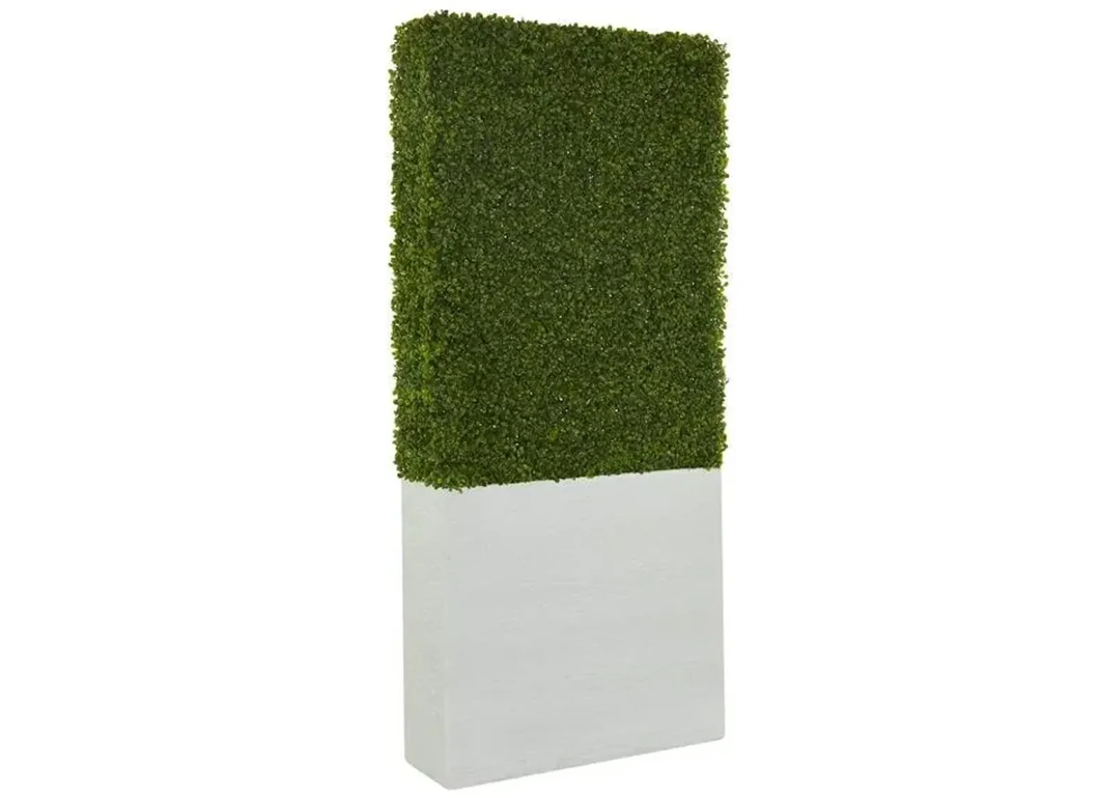 UMA Home Decor Tall Green Faux Boxwood Hedge Topiary with White Fiberglass Planter